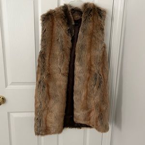 Faux fur long vest